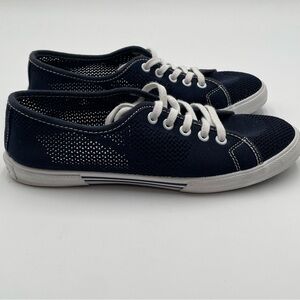 Lands End Womens Shoes 8.5 Sneakers Mesh Navy Blue Lace Up